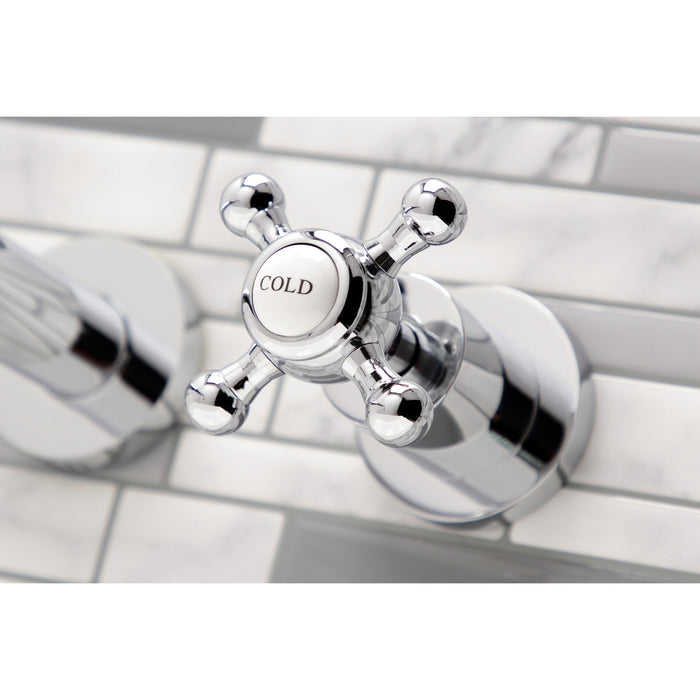Kingston Tulare KS8041BX - Metropolitan Two-Handle 3-Hole Wall Mount Tub Faucet, Polished Chrome