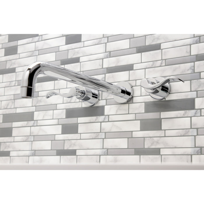 Kingston Sona KS8041DFL - NuWave Two-Handle 3-Hole Wall Mount Tub Faucet, Polished Chrome