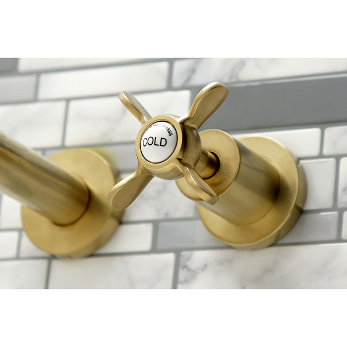 Kingston Sona KS8047BEX - Essex Two-Handle 3-Hole Wall Mount Tub Faucet, Brushed Brass