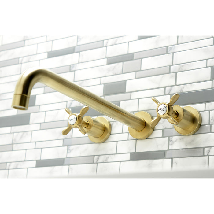 Kingston Sona KS8047BEX - Essex Two-Handle 3-Hole Wall Mount Tub Faucet, Brushed Brass