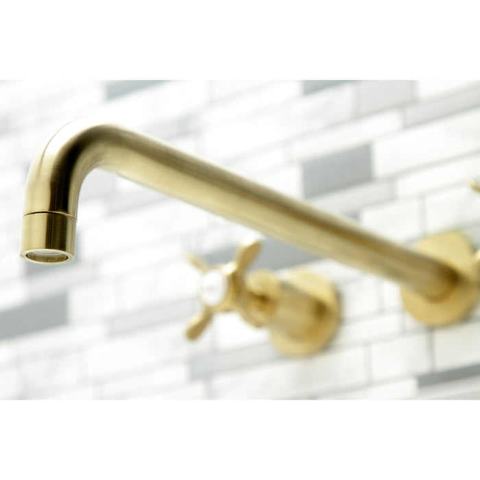 Kingston Sona KS8047BEX - Essex Two-Handle 3-Hole Wall Mount Tub Faucet, Brushed Brass