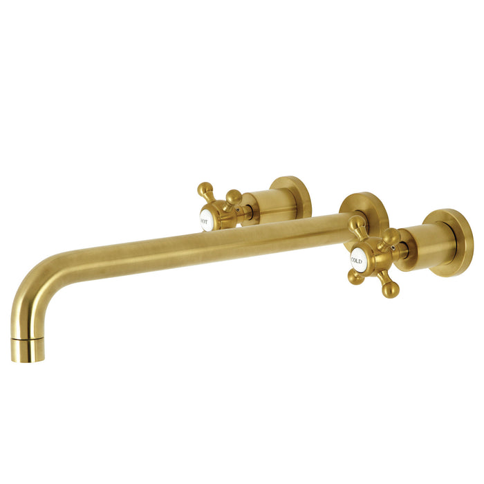 Kingston Tulare KS8047BX - Metropolitan Two-Handle 3-Hole Wall Mount Tub Faucet, Brushed Brass