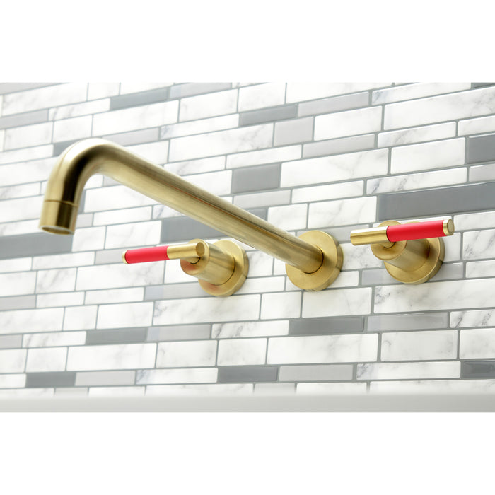 Kingston Sona KS8047CKL - Kaiser Two-Handle 3-Hole Wall Mount Tub Faucet, Brushed Brass