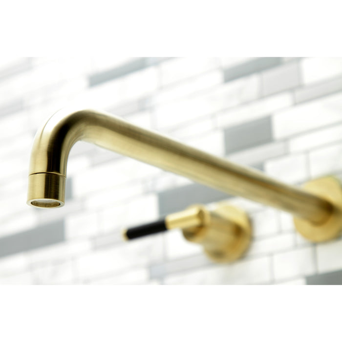 Kingston Sona KS8047CKL - Kaiser Two-Handle 3-Hole Wall Mount Tub Faucet, Brushed Brass