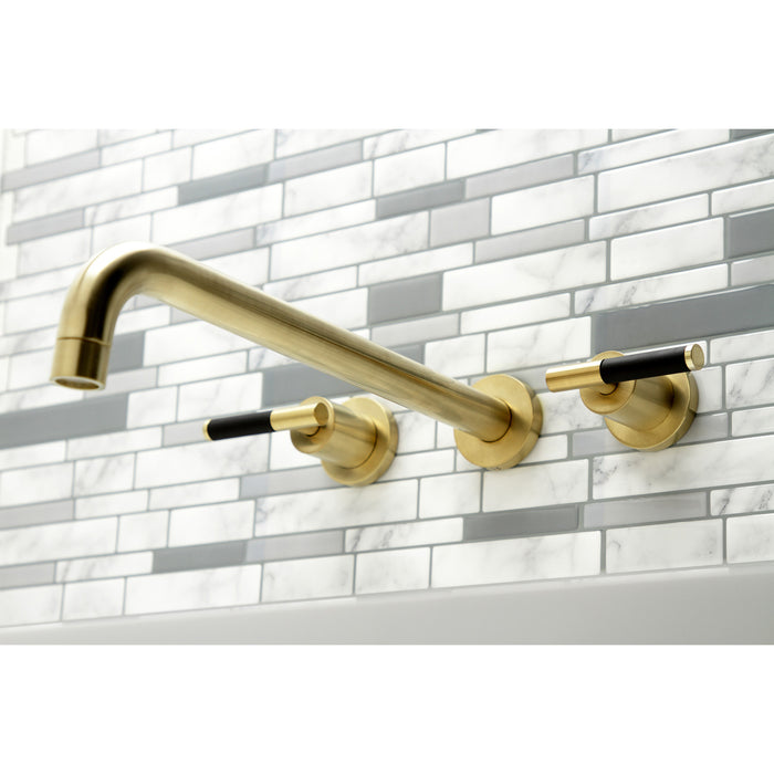Kingston Sona KS8047CKL - Kaiser Two-Handle 3-Hole Wall Mount Tub Faucet, Brushed Brass