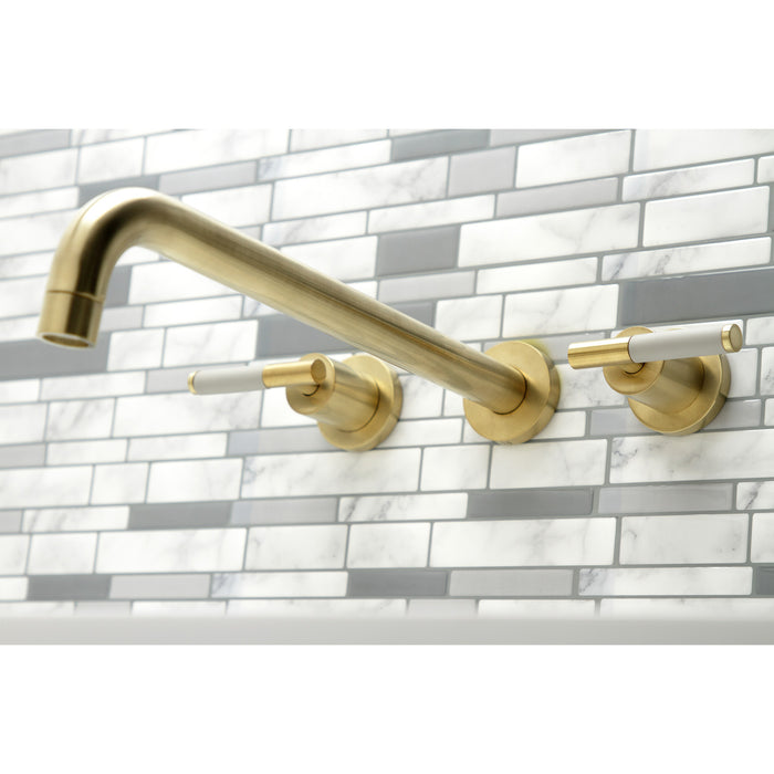 Kingston Sona KS8047CKL - Kaiser Two-Handle 3-Hole Wall Mount Tub Faucet, Brushed Brass