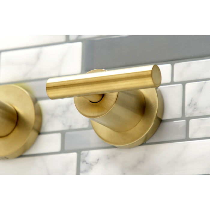 Kingston Sona KS8047CML - Manhattan Two-Handle 3-Hole Wall Mount Tub Faucet, Brushed Brass