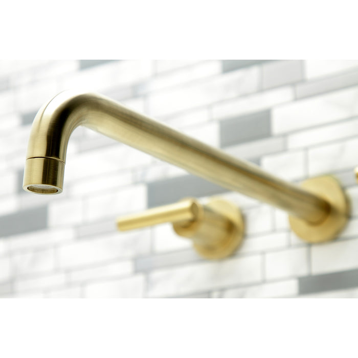 Kingston Sona KS8047CML - Manhattan Two-Handle 3-Hole Wall Mount Tub Faucet, Brushed Brass