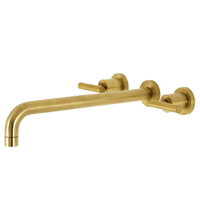 Kingston Sona KS8047CML - Manhattan Two-Handle 3-Hole Wall Mount Tub Faucet, Brushed Brass