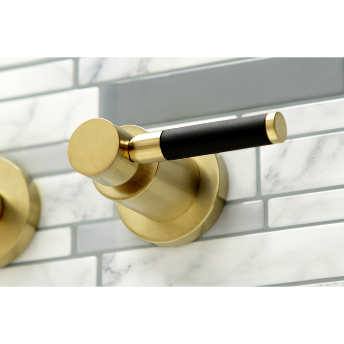 Kingston Sona KS8047DKL - Kaiser Two-Handle 3-Hole Wall Mount Tub Faucet, Brushed Brass