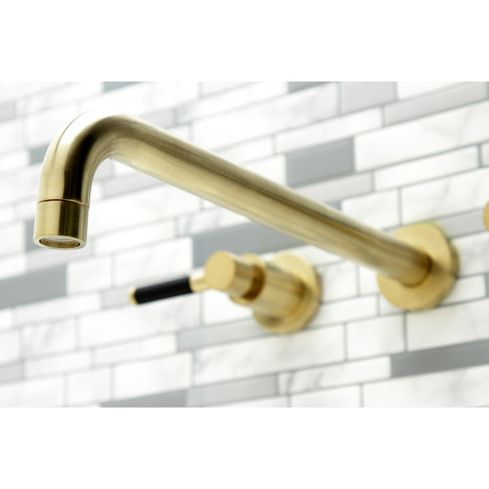 Kingston Sona KS8047DKL - Kaiser Two-Handle 3-Hole Wall Mount Tub Faucet, Brushed Brass