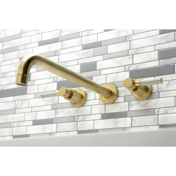 Kingston Sona KS8047DKL - Kaiser Two-Handle 3-Hole Wall Mount Tub Faucet, Brushed Brass