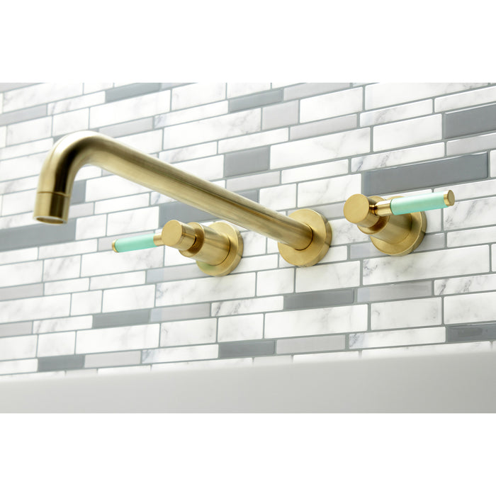 Kingston Sona KS8047DKL - Kaiser Two-Handle 3-Hole Wall Mount Tub Faucet, Brushed Brass