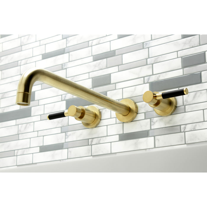 Kingston Sona KS8047DKL - Kaiser Two-Handle 3-Hole Wall Mount Tub Faucet, Brushed Brass
