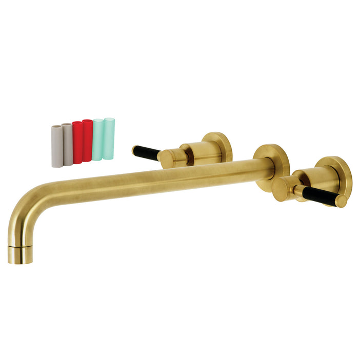 Kingston Sona KS8047DKL - Kaiser Two-Handle 3-Hole Wall Mount Tub Faucet, Brushed Brass