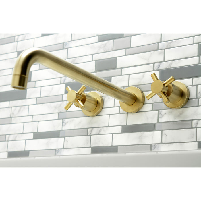 Kingston Sona KS8047DX - Concord Two-Handle 3-Hole Wall Mount Tub Faucet, Brushed Brass