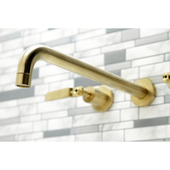 Kingston Sona KS8047KL - Whitaker Two-Handle 3-Hole Wall Mount Tub Faucet, Brushed Brass