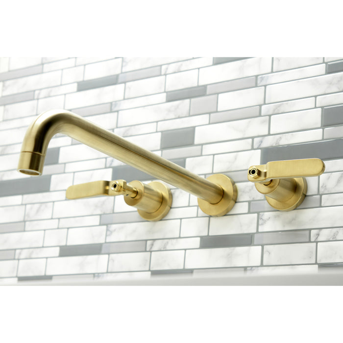 Kingston Sona KS8047KL - Whitaker Two-Handle 3-Hole Wall Mount Tub Faucet, Brushed Brass