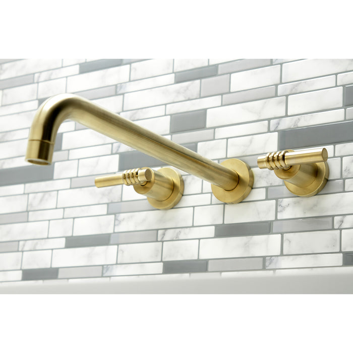 Kingston Sona KS8047ML - Milano Two-Handle 3-Hole Wall Mount Tub Faucet, Brushed Brass