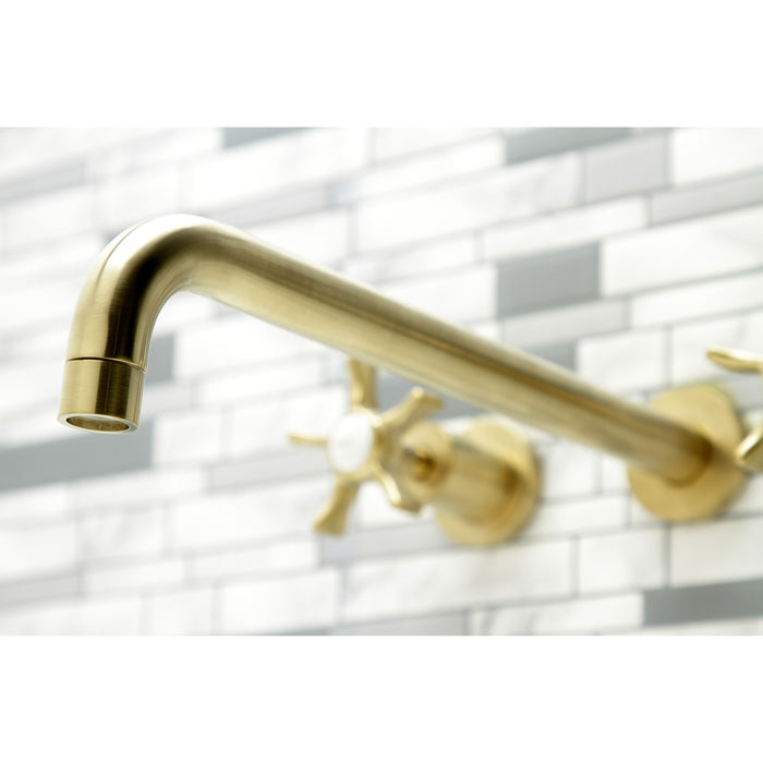 Kingston Sona KS8047NX - Hamilton Two-Handle 3-Hole Wall Mount Tub Faucet, Brushed Brass