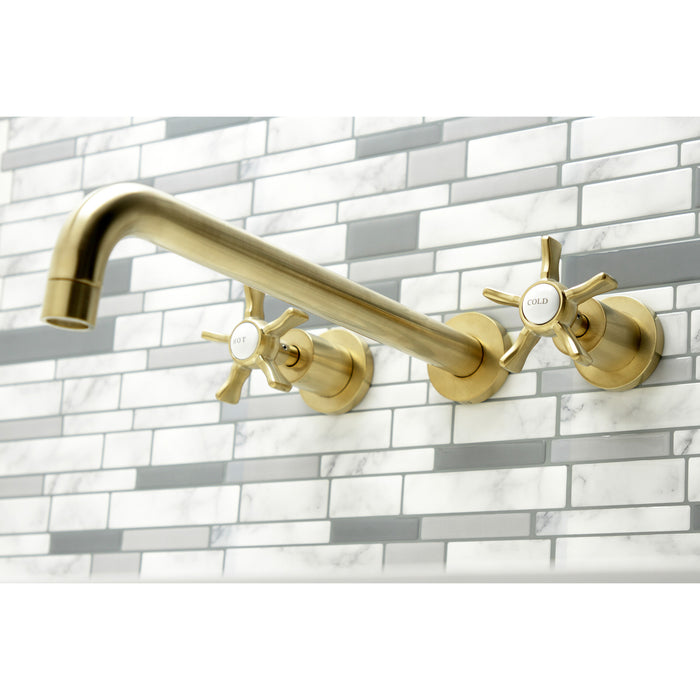 Kingston Sona KS8047NX - Hamilton Two-Handle 3-Hole Wall Mount Tub Faucet, Brushed Brass
