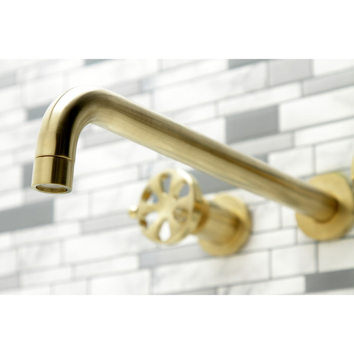 Kingston Sona KS8047RX - Belknap Two-Handle 3-Hole Wall Mount Tub Faucet, Brushed Brass