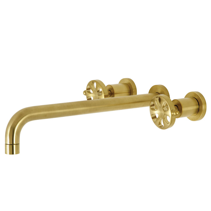 Kingston Sona KS8047RX - Belknap Two-Handle 3-Hole Wall Mount Tub Faucet, Brushed Brass