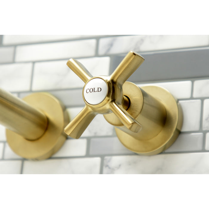 Kingston Sona KS8047ZX - Millennium Two-Handle 3-Hole Wall Mount Tub Faucet, Brushed Brass