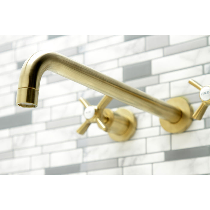 Kingston Sona KS8047ZX - Millennium Two-Handle 3-Hole Wall Mount Tub Faucet, Brushed Brass