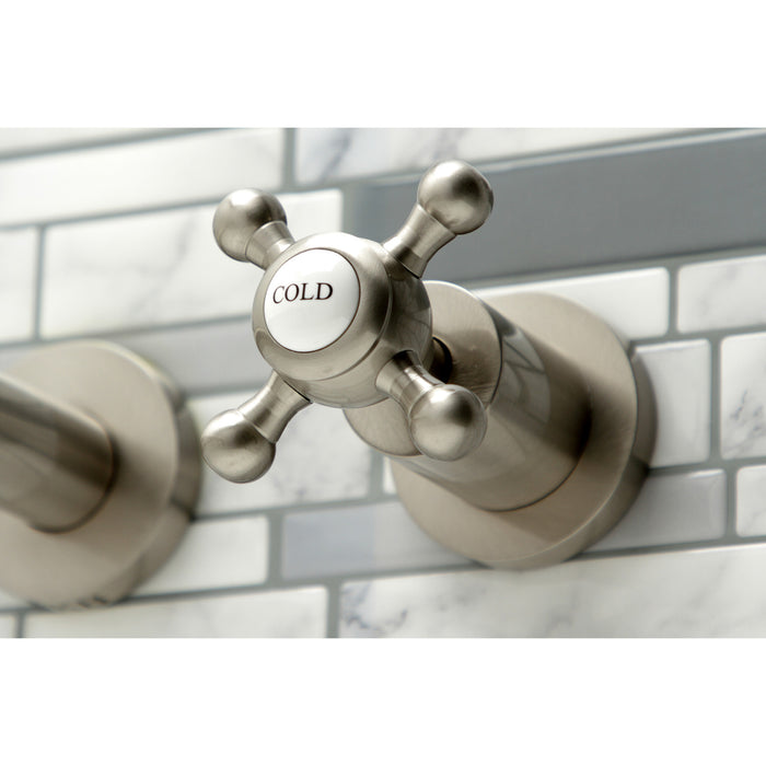 Kingston Tulare KS8048BX - Metropolitan Two-Handle 3-Hole Wall Mount Tub Faucet, Brushed Nickel