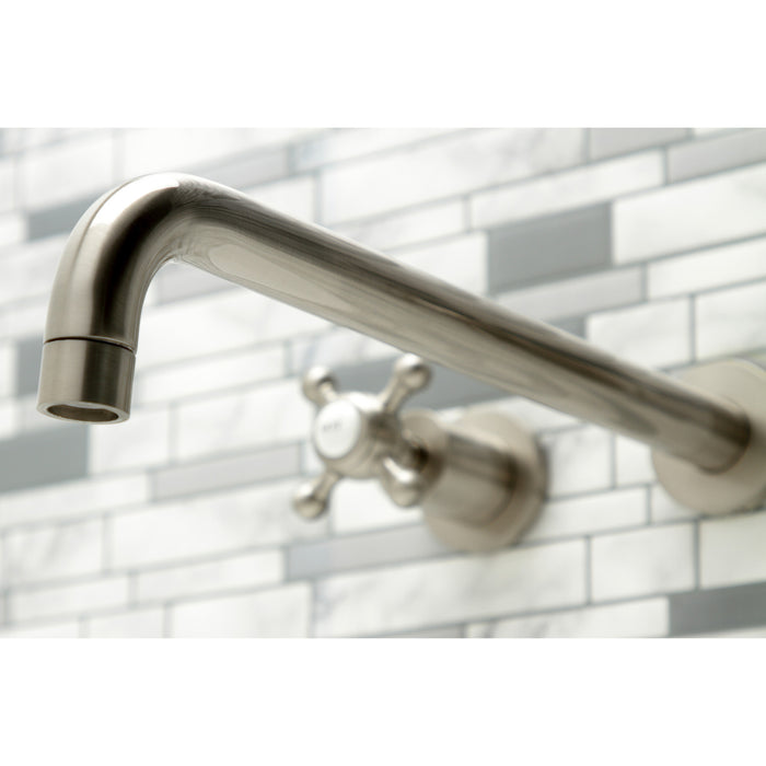 Kingston Tulare KS8048BX - Metropolitan Two-Handle 3-Hole Wall Mount Tub Faucet, Brushed Nickel