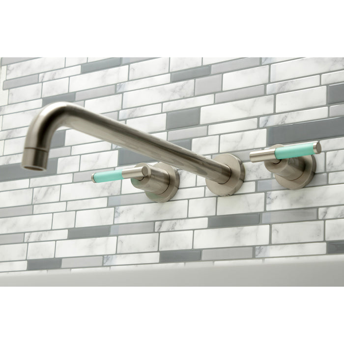 Kingston Sona KS8048CKL - Kaiser Two-Handle 3-Hole Wall Mount Tub Faucet, Brushed Nickel