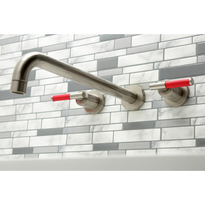 Kingston Sona KS8048CKL - Kaiser Two-Handle 3-Hole Wall Mount Tub Faucet, Brushed Nickel