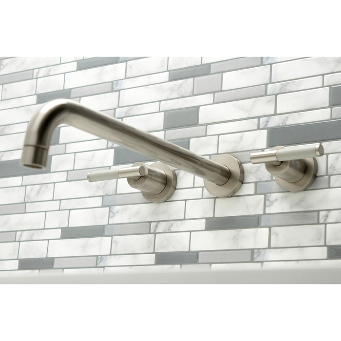Kingston Sona KS8048CKL - Kaiser Two-Handle 3-Hole Wall Mount Tub Faucet, Brushed Nickel