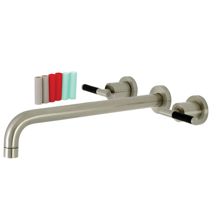 Kingston Sona KS8048CKL - Kaiser Two-Handle 3-Hole Wall Mount Tub Faucet, Brushed Nickel