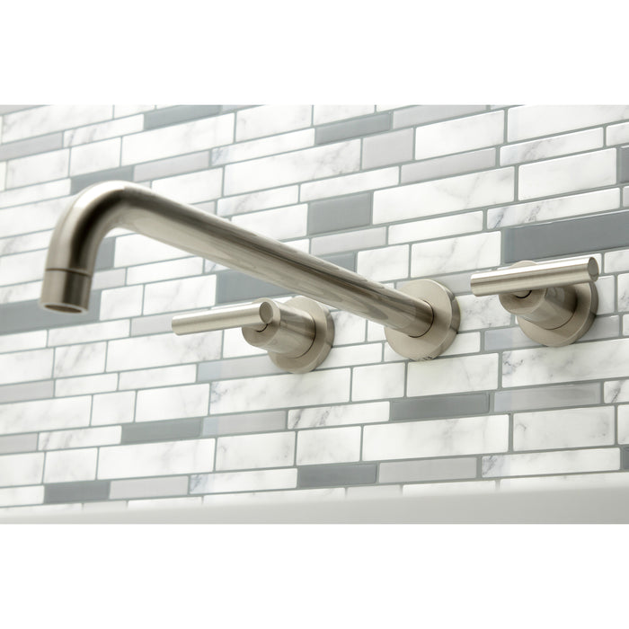Kingston Sona KS8048CML - Manhattan Two-Handle 3-Hole Wall Mount Tub Faucet, Brushed Nickel