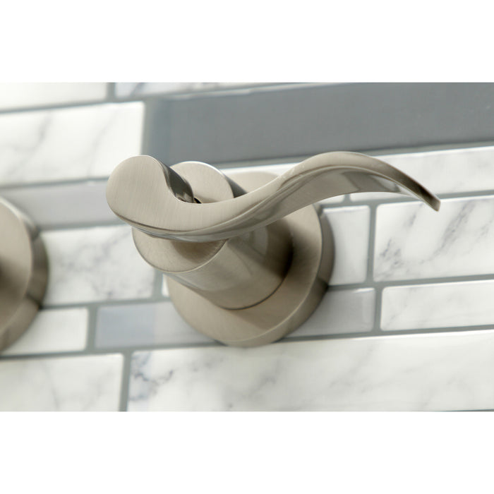 Kingston Sona KS8048DFL - NuWave Two-Handle 3-Hole Wall Mount Tub Faucet, Brushed Nickel