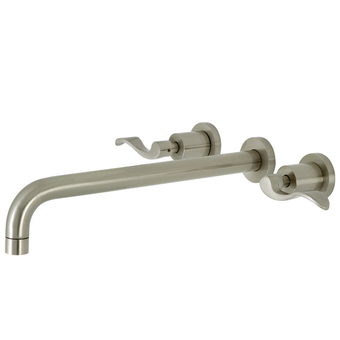 Kingston Sona KS8048DFL - NuWave Two-Handle 3-Hole Wall Mount Tub Faucet, Brushed Nickel