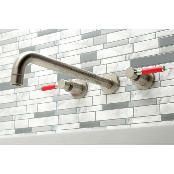 Kingston Sona KS8048DKL - Kaiser Two-Handle 3-Hole Wall Mount Tub Faucet, Brushed Nickel