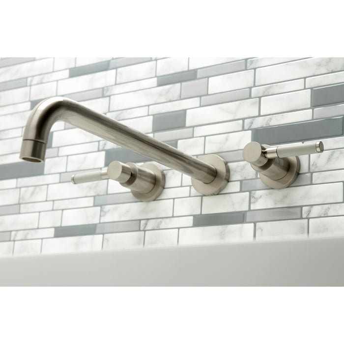 Kingston Sona KS8048DKL - Kaiser Two-Handle 3-Hole Wall Mount Tub Faucet, Brushed Nickel