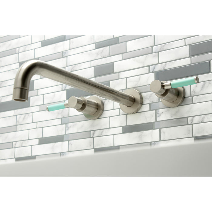 Kingston Sona KS8048DKL - Kaiser Two-Handle 3-Hole Wall Mount Tub Faucet, Brushed Nickel