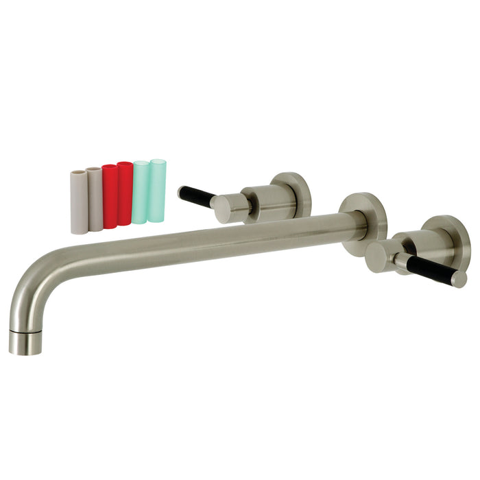 Kingston Sona KS8048DKL - Kaiser Two-Handle 3-Hole Wall Mount Tub Faucet, Brushed Nickel
