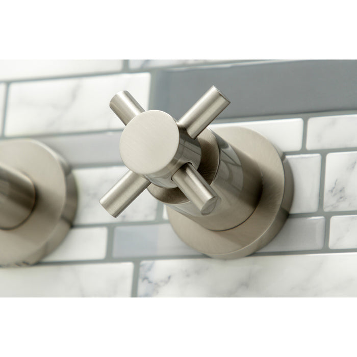 Kingston Sona KS8048DX - Concord Two-Handle 3-Hole Wall Mount Tub Faucet, Brushed Nickel