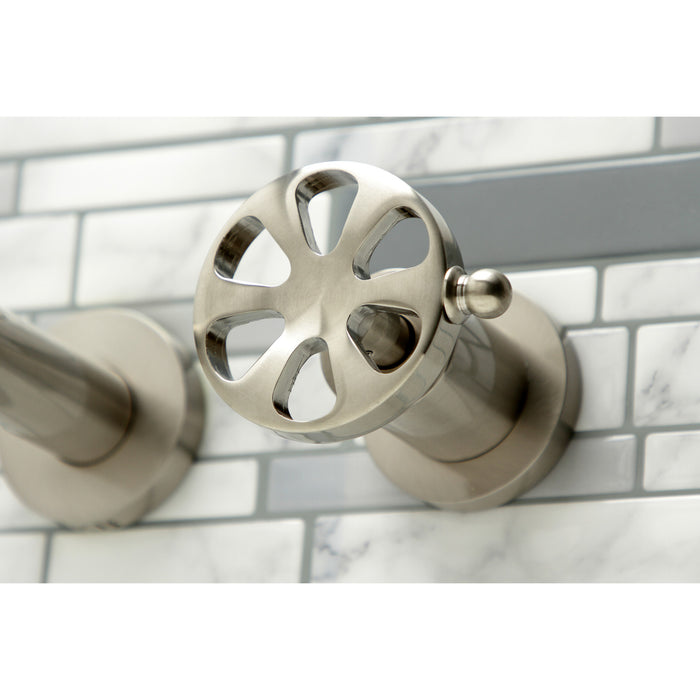 Kingston Sona KS8048RX - Belknap Two-Handle 3-Hole Wall Mount Tub Faucet, Brushed Nickel