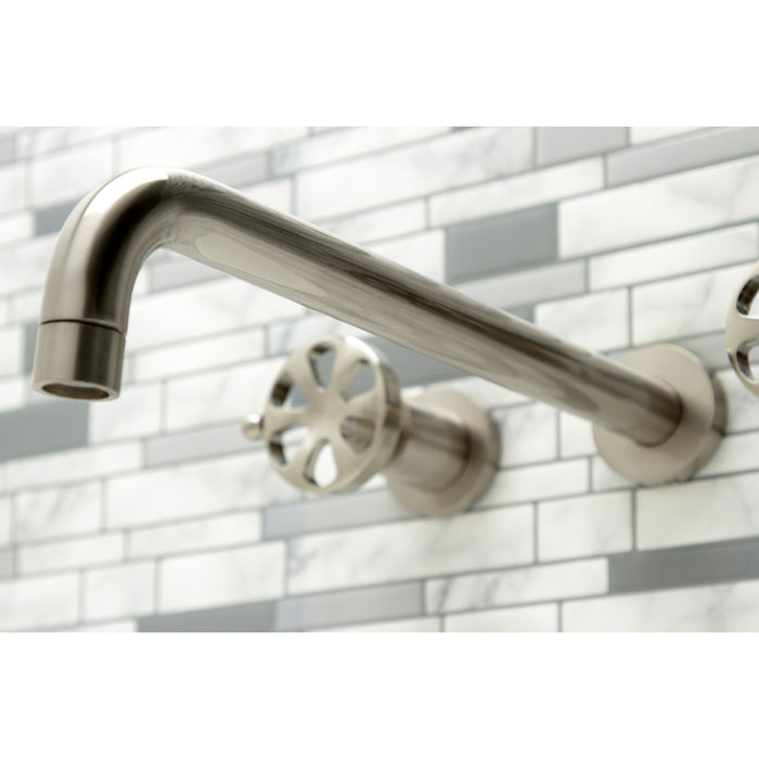 Kingston Sona KS8048RX - Belknap Two-Handle 3-Hole Wall Mount Tub Faucet, Brushed Nickel