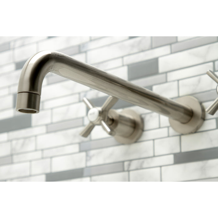Kingston Sona KS8048ZX - Millennium Two-Handle 3-Hole Wall Mount Tub Faucet, Brushed Nickel