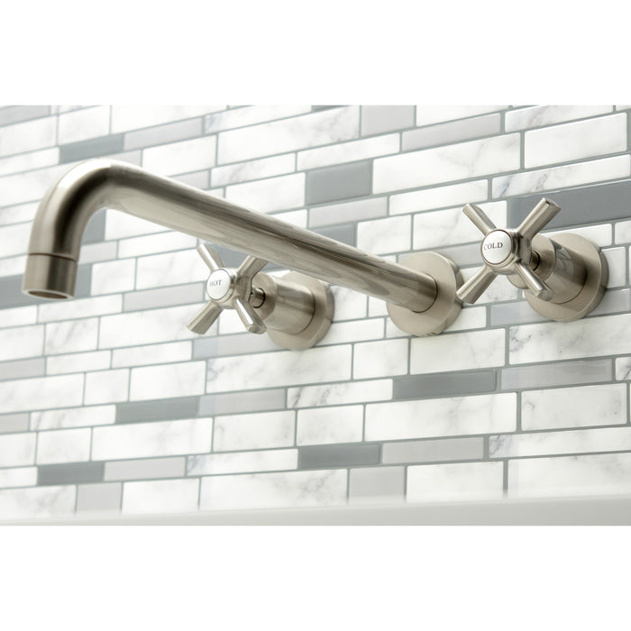 Kingston Sona KS8048ZX - Millennium Two-Handle 3-Hole Wall Mount Tub Faucet, Brushed Nickel