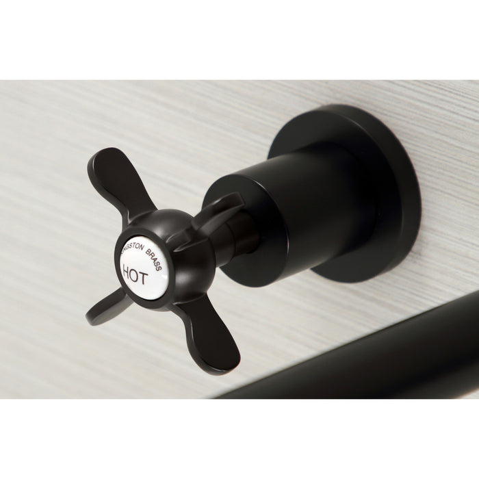 Kingston Tulare KS8050BEX - Essex Two-Handle 3-Hole Wall Mount Tub Faucet, Matte Black