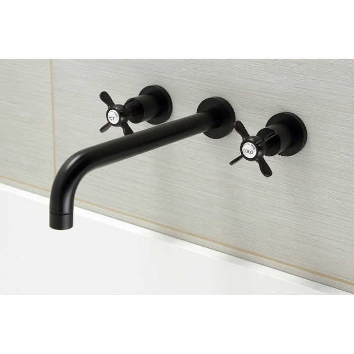 Kingston Tulare KS8050BEX - Essex Two-Handle 3-Hole Wall Mount Tub Faucet, Matte Black