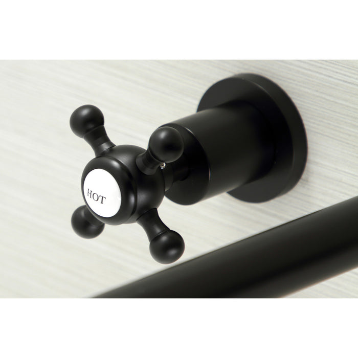 Kingston Tulare KS8050BX - Metropolitan Two-Handle 3-Hole Wall Mount Tub Faucet, Matte Black